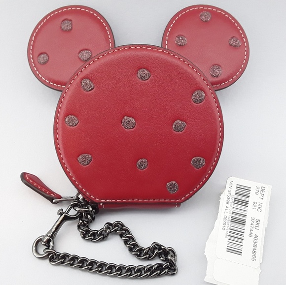 New Coach Disney Coin Purse Minnie Mouse Ears Red - Picture 2 of 4